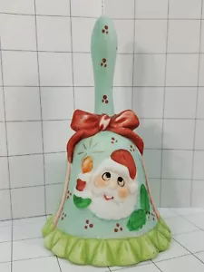 Weihnachten Porzellan Glocke Weihnachtsmann mit Kerze rote Schleife #222 - Bild 1 von 4