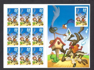 US Scott# 3391 2000 33c Pane of 20 Road Runner "Die Cut not through back" MNH VF - Image 1 of 2