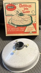 Vintage Enamel Metal Christmas Tree Stand Holiday Sparkles Penetray Motorized - Picture 1 of 8