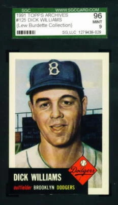 1953 Topps (1991 Archives) #125 DICK WILLIAMS Dodgers BURDETTE COLLECTION SGC 96 - Image 1 of 2