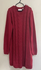 TCP Kids Girls Solid Red Sparkly Cable Knit Long Sleeve Sweater Dress Red 10/12 - Picture 1 of 4