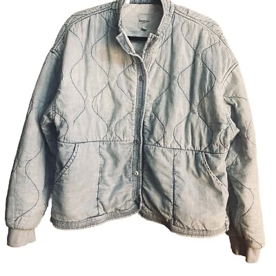 Quilted 90’s Acid Wash Cotton Puffy Jacket Sz Large Cotton Full Zip Foto 1 de 4