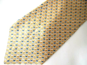 Van Heusen Herren Krawatte Krawatte Gold Blau Geometrisch Seide 59" - Bild 1 von 4