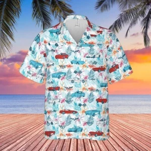 C1-C6 Corvette Hawaiian Shirt for Men Button Down Casual Tropical Summer Shirt - Picture 1 of 2