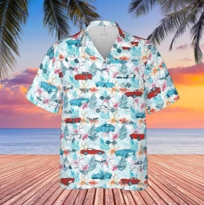 Camisa Hawaiana C1-C6 Corvette para Hombres Camisa de Verano Tropical Informal con Botones Foto 1 de 2