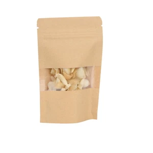 9 x 14 cm Kraft Stand Up Pouch Bags Clear Window Zip Lock Reusable Storage 500x - Picture 1 of 6