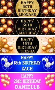 PERSONALISED BIRTHDAY PARTY BANNERS - 18th 21st 30th 40th 50th 60th 70th 80th - Picture 1 of 6