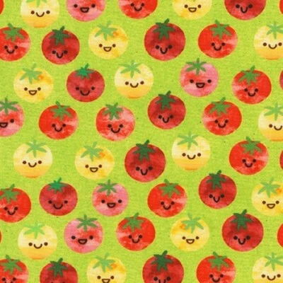 Chilli Smiles Tomato on Lime Green Robert Kaufman 100% Cotton Fabric Fat Quarter