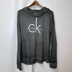Calvin Klein Jeans Women’s Large Gray Lightweight Burnout Hoodie Athleisure - Picture 1 of 16