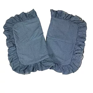 VTG Ralph Lauren WENDY Small Gingham Blue & White Pillow Sham Ruffles Set Of 2 - Picture 1 of 13