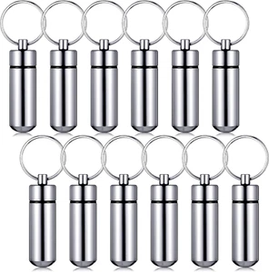 Patelai 12 Pieces Portable Pill Case Container Mini First Aid Keychain Pill Hold - Picture 1 of 12