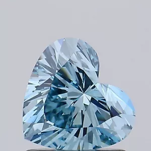 1 CT Blue Heart Shape Lab Grown Diamond Engagement Ring - Picture 1 of 2
