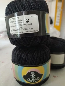 150gr. Schewe Wolle Florida Seidenlook schwarz, 100% Baumwolle mercerisiert - Bild 1 von 4