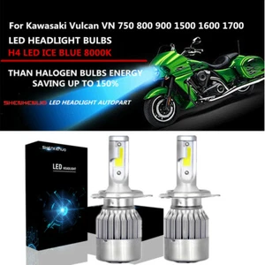 H4 LED Headlight For Kawasaki Vulcan VN 750 800 900 1500 1600 1700 2000 Ice Blue - Picture 1 of 11