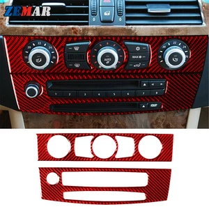 Red Carbon Fiber AC CD Switch Console Panel Trim B For BMW 5 Series E60 2008-10 - Bild 1 von 11