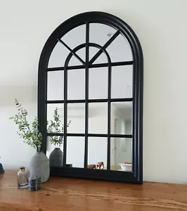 Matte Black Wooden Arch Arched Hamptons / French Provincial Mirror 120cm x 80cm - Picture 1 of 3