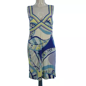 Emilio Pucci Dress Geometric Print Mini Sweetheart Neck Sleeveless UK 10 - Picture 1 of 11