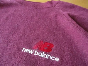 Hanes 90s Made in USA New Balance Embroidery Raglan Sweatshirt Men size L Burgun - Picture 1 of 9