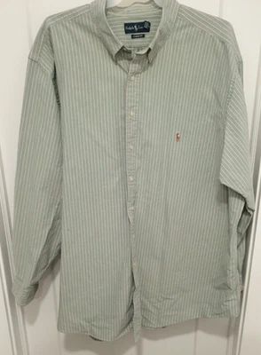 Ralph Lauren Mens 4XLT Classic Fit Striped Button Down Up Tall Flesh Pony READ - Image 1 of 4