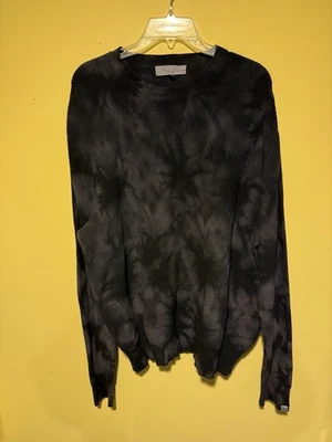 Тряпка и кости рубашка мужская XXL черный серый вязаный ворота с длинным рукавом тепловой вафли - Изображение 1 из 4