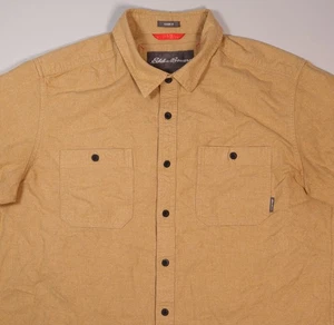 Eddie Bauer Mountain Ops Chamois Flannel Tan Shirt Long Sleeve Mens XL Tall - Picture 1 of 9