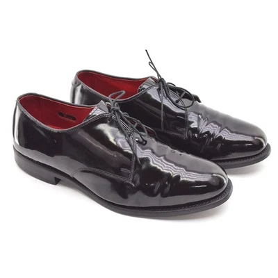 Men Allen Edmonds Spencer USA Formal Plain Toe Oxfords 10 3E Black Patent Shoes - Image 1 of 4