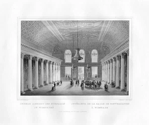 1850 Innere Ansicht des Kursaals in Wiesbaden Hessen Stahlstich Poppel Schönfeld - Picture 1 of 1