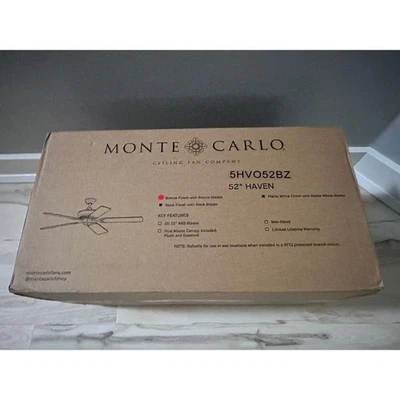 Monte Carlo Bronze 52" HAVEN Outdoor Ceiling Fan - New - Image 1 of 3