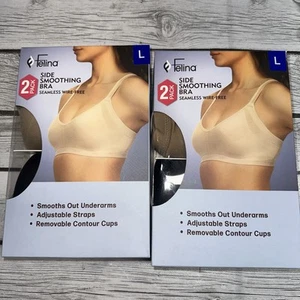Lot of 2 Felina Ladies' Side Smoothing Bra 2 Pack (4 bras total) Size Large - Picture 1 of 2