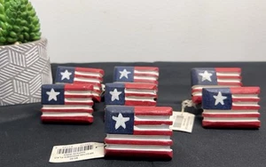 7 Vintage Patriotic Hand Painted Wooden American Flag Napkin Rings - Picture 1 of 6