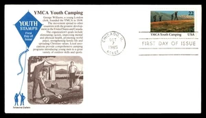 Mayfairstamps US FDC 1985 YMCA Youth Camping Boy Chopping Tree First Day Cover a - Picture 1 of 2
