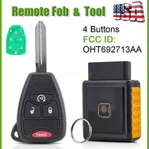 For 2007 - 2018 Jeep Wrangler Patriot Remote Car Key Fob 4 Button With Tool Kit - Picture 1 of 9