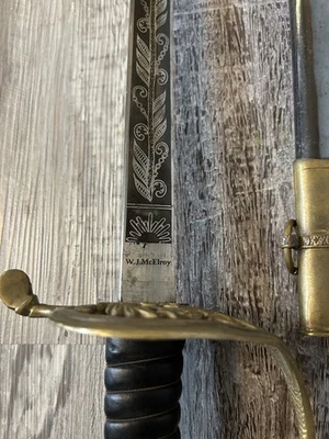 Espada estilo antiguo C.S.A Guerra Civil Americana 1861-1865 William J. McElroy  Foto 1 de 4