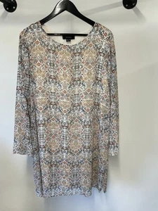 Atmosphere Primark Size 20 Cream Floral Long Sleeve Dress B117 - Picture 1 of 6