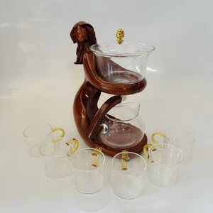 Tea Set Teapot Wood Elegant Lady Semi-automatic - Picture 1 of 9