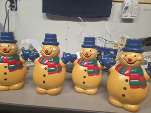 2er Set - Vintage Schneemann Blasform 8 Zoll Lichtabdeckung Weihnachten - KEINE LICHTER - Bild 1 von 4