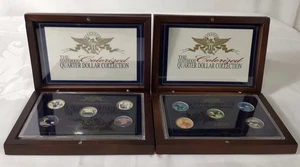 United States Statehood Colorized Quarter Dollar Collection 2003-2004 Wood Case - Picture 1 of 8
