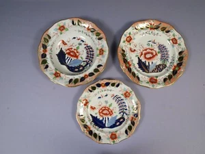 Davenport Imari 1825 SET of 3 Cabinet Plates SHIP WRECK SALVAGE Cunard Halifax - Picture 1 of 8
