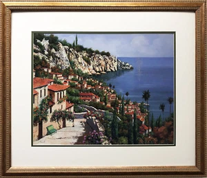 Guido Borelli "Bellagio Park" CUSTOM FRAMED HANDSIGNIERT ART Italy italian - Bild 1 von 4