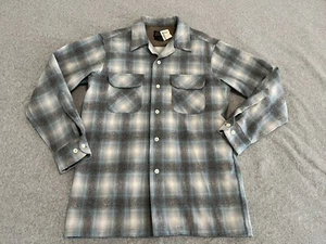 Pendleton Long Sleeve Board Shirt Wool Plaid Blue Gray 1980 Inspired Mens Small - Picture 1 of 5