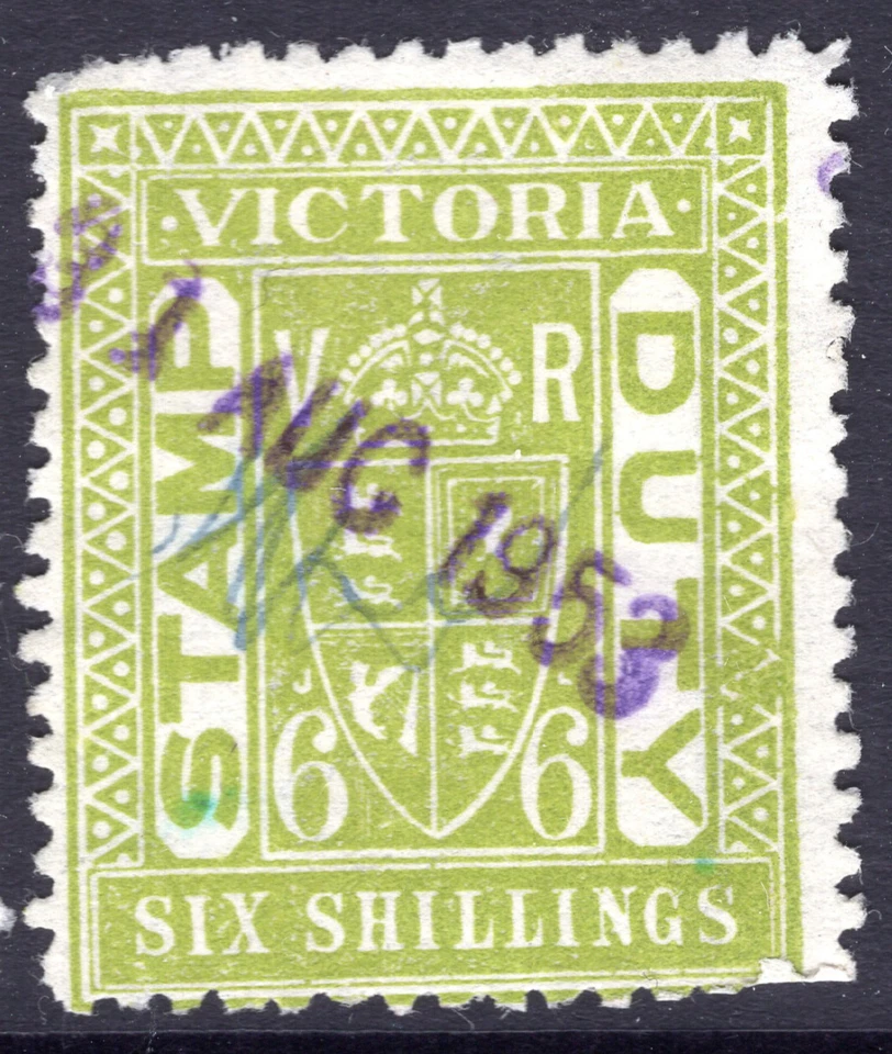 VIC Victoria Australia 6/- SEIS CHELINES Servicio de estampillas verdes 1953 Foto 1 de 1