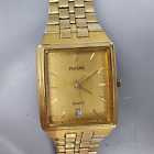 Vintage Pulsar Watch Men Gold Tone Gold Dial Date V532-5A70 28mm PARTS