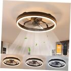 20.5 Inch Modern Ceiling Fan with Light and App Control Flush Mount Black
