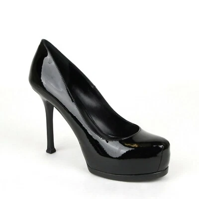$795 Saint Laurent Black Patent Leather Tribtoo 80 Platform Pump 209947 1000 - Image 1 of 4