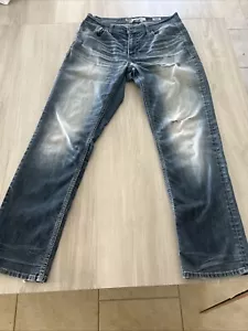 BKE Buckle RYAN Straight Leg Herren Distressed Wiskered Stretch Jeans Gr. 33 R - Bild 1 von 5