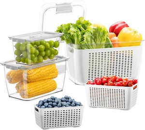 Fresh Container, 3PACK Produce Saver Container BPA Free Fridge Organizer for Veg - Picture 1 of 9