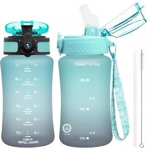 Kids Water Bottle for School, 12 Oz (2 Lids) Bpa-Free Reusable Leak-Proof Durabl - Picture 1 of 12