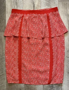 Plenty by Tracy Reese Anthropologie orangefarbener Rock mit geometrischem Muster Größe 10 - Bild 1 von 9