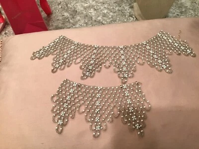 Aplique de abalorios de colección para proyecto plata blanco estilo victoriano  Foto 1 de 4