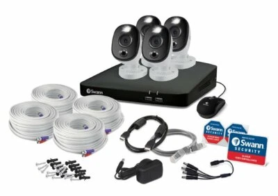 Swann DVR 5680 4 8 Channel PRO-4KWLB Spotlight Heat PIR Siren 4K Camera CCTV Kit - Image 1 of 4